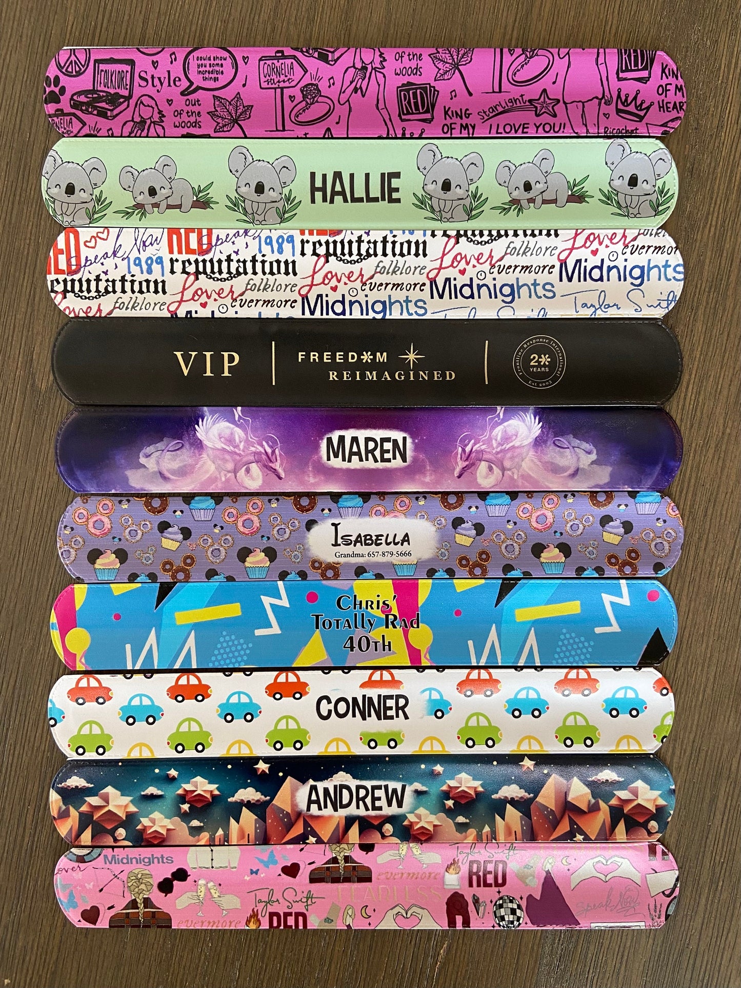 90s/80s Themed Custom Slap Bracelets | Printed Party Favor Slap Bracelets