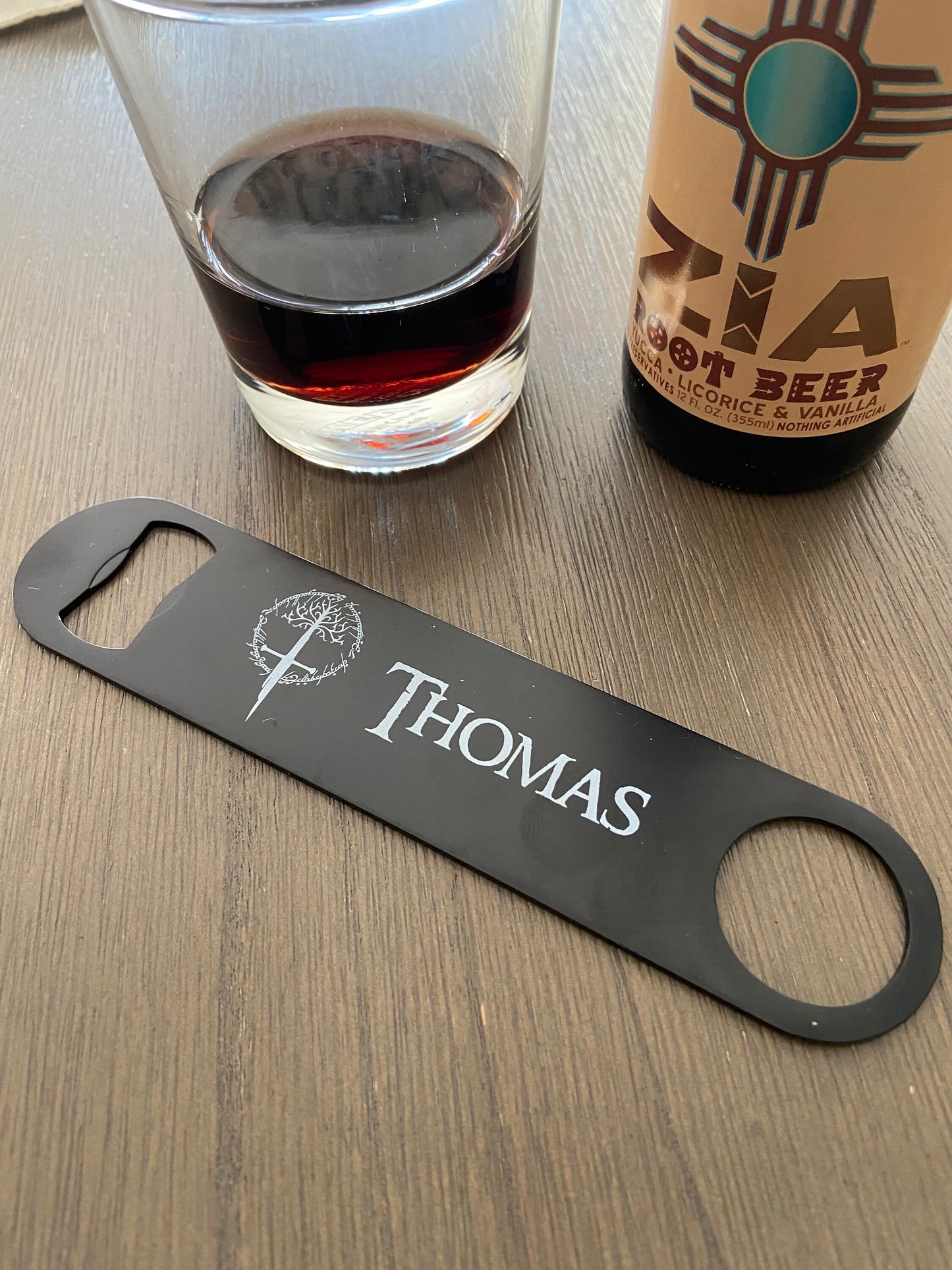 LOTR Inspired Full Color Coaster Map Set with Black Stainless Steel Bottle Opener and Drawstring Bag