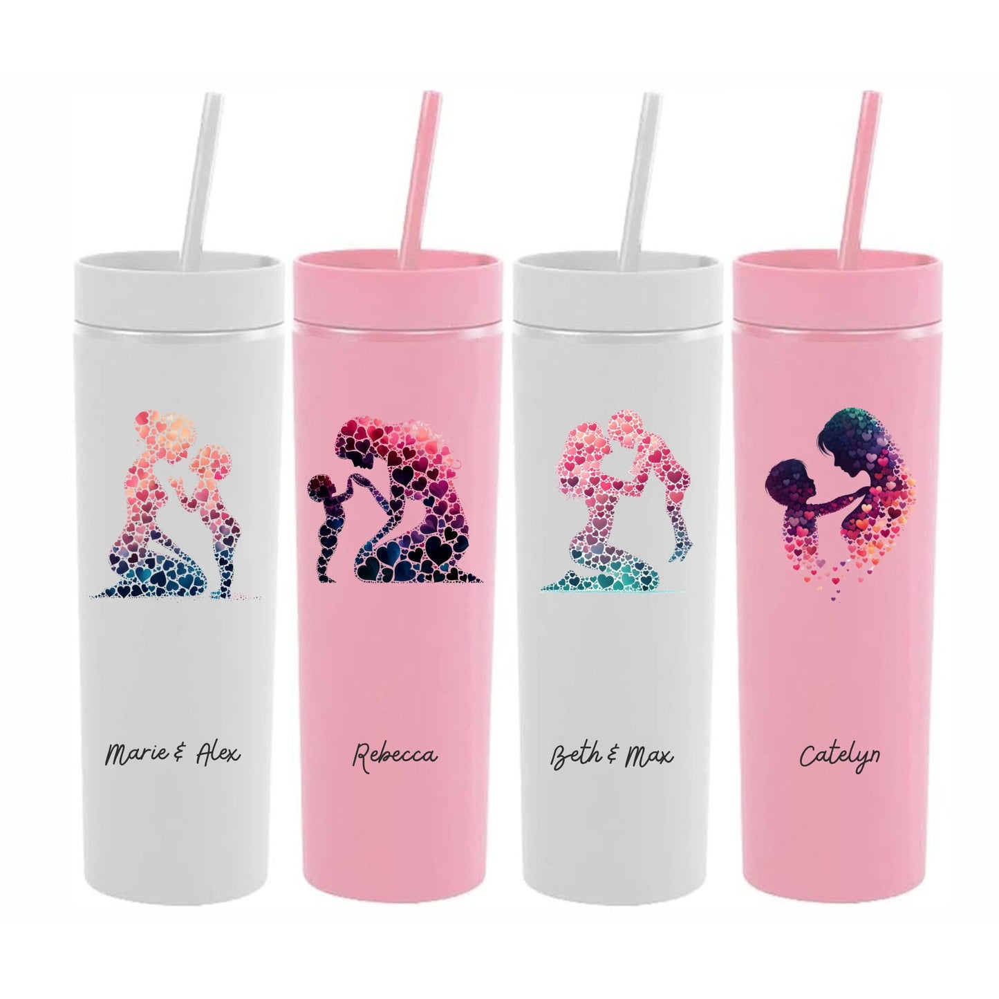 Mother and Child Skinny Tumbler with Lid and Straw