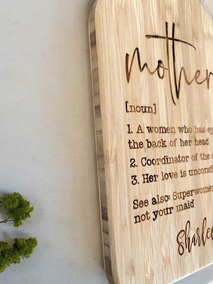 Small Handled Monogrammed Mother's Day Serving Board, Gift for Mom