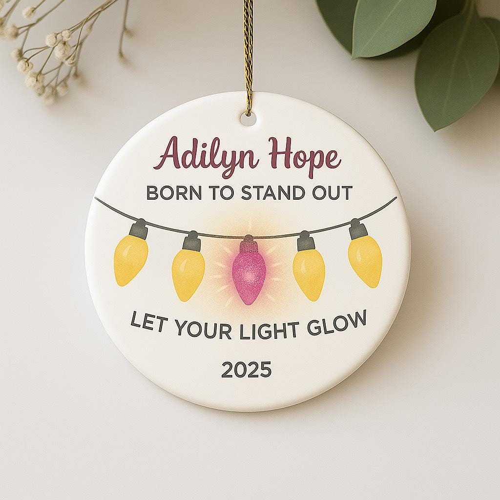 Personalized Ceramic Christmas Ornament, Custom Born to Stand Out Ornament