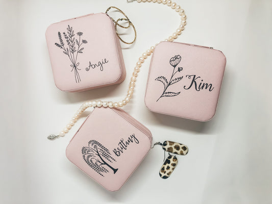 Monogrammed Pink Jewelry Box: Personalized Travel Case