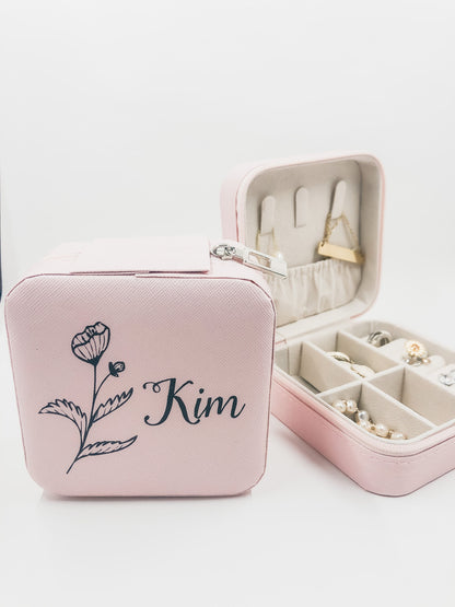 Monogrammed Pink Jewelry Box: Personalized Travel Case