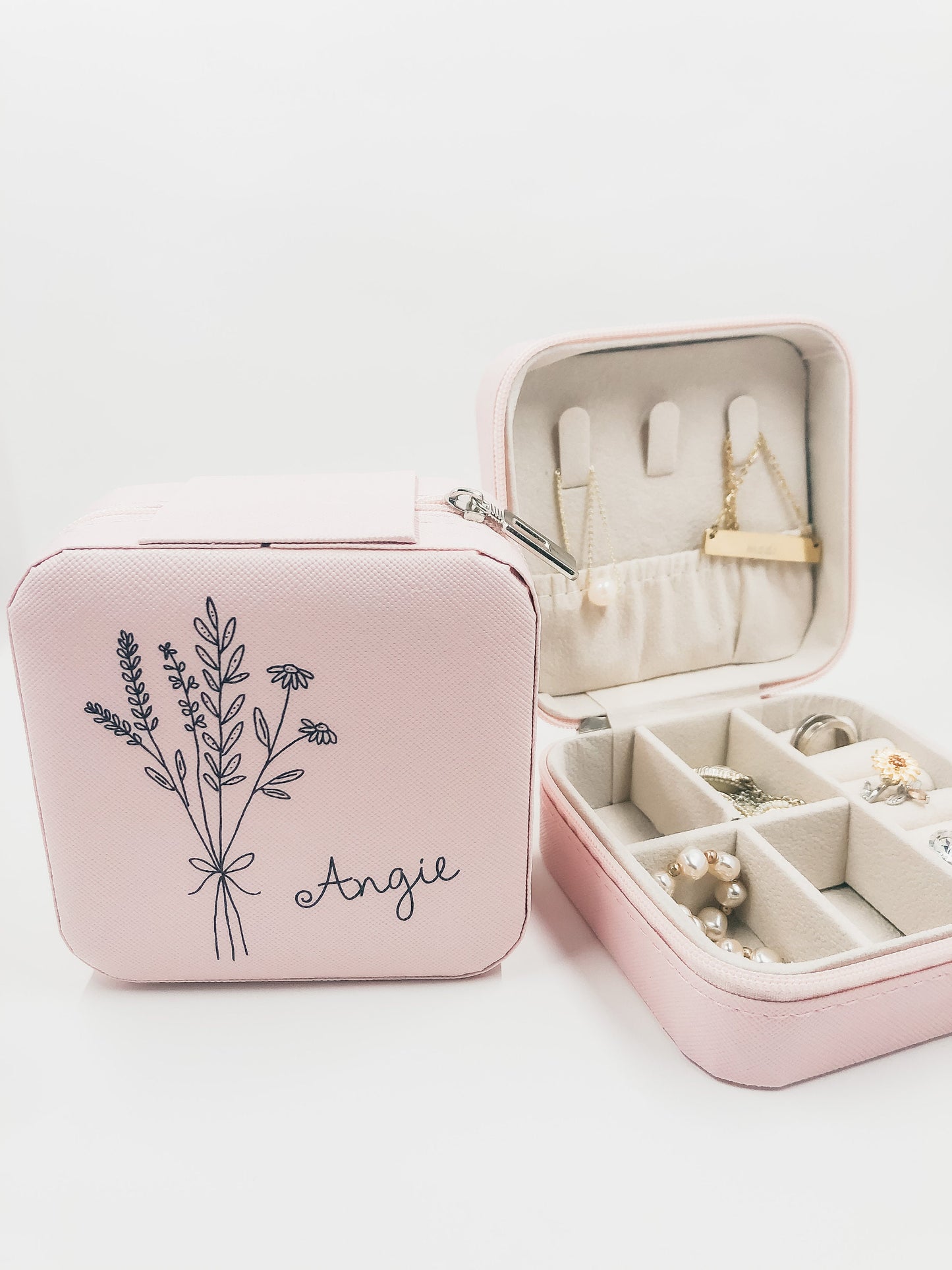 Monogrammed Pink Jewelry Box: Personalized Travel Case