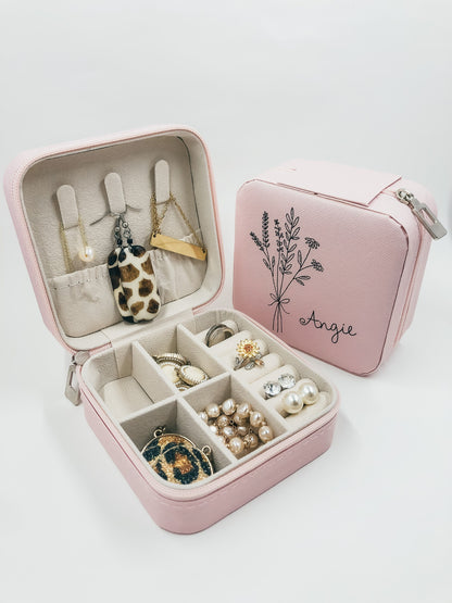 Monogrammed Pink Jewelry Box: Personalized Travel Case