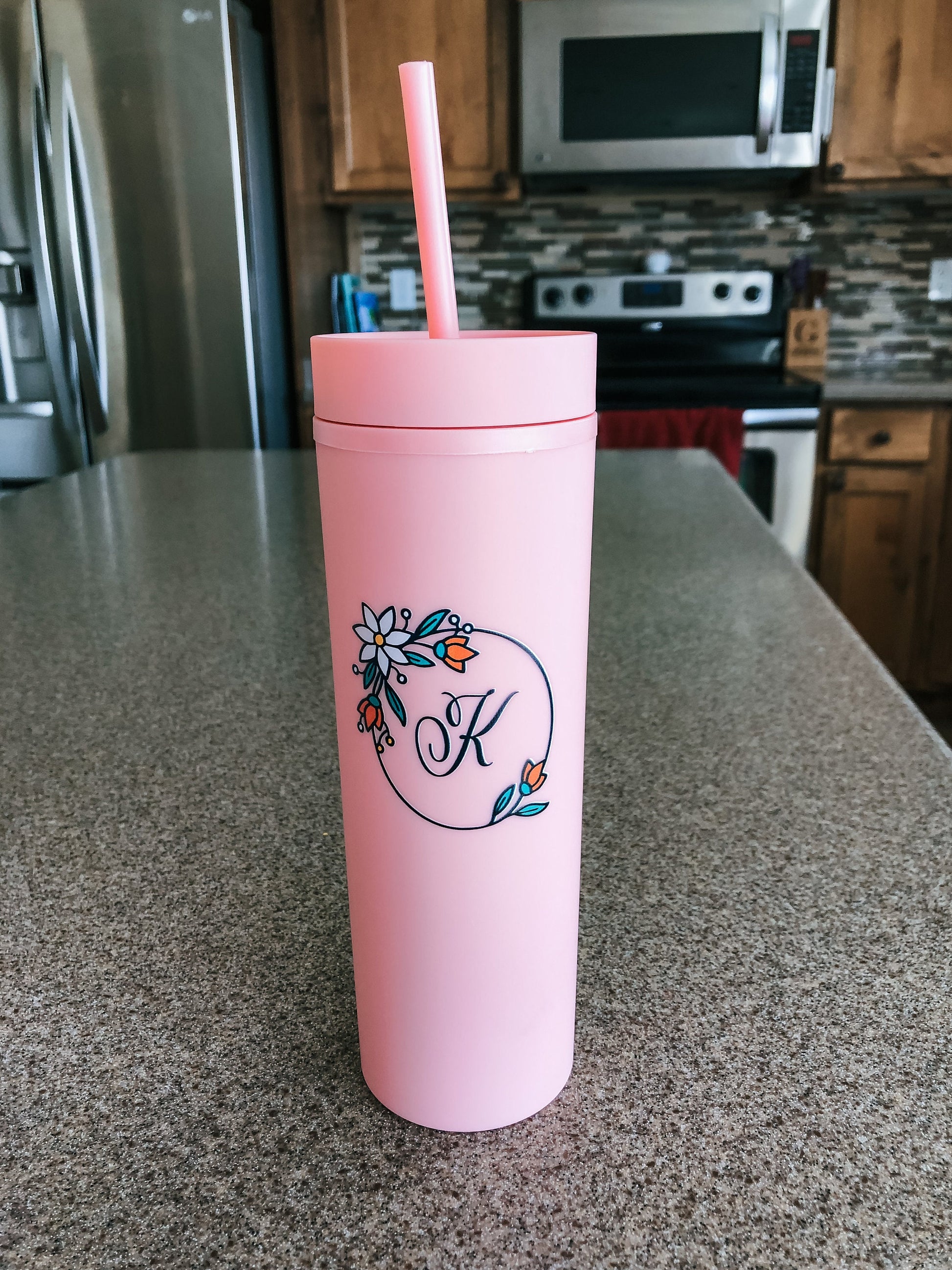 Monogrammed Tumbler, Skinny Tumblers with Lid and Straw, Bridesmaid Gift