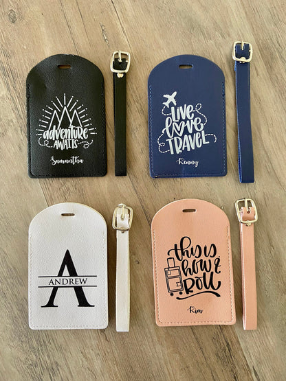 Personalized Leather Luggage Tag: Custom Travel Gift