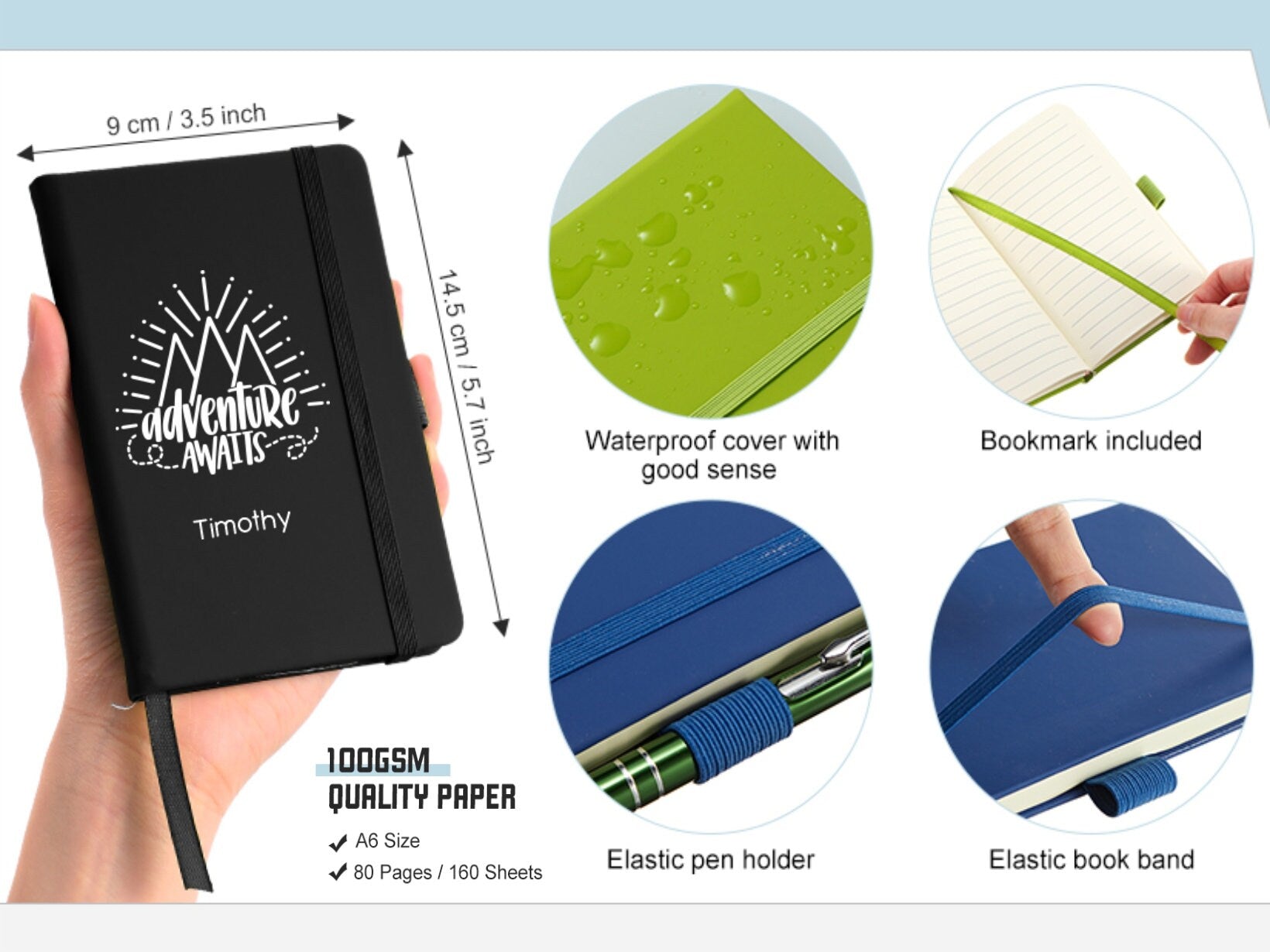 Personalized Pocket Travel Journal: A6 Leather Adventure Diary