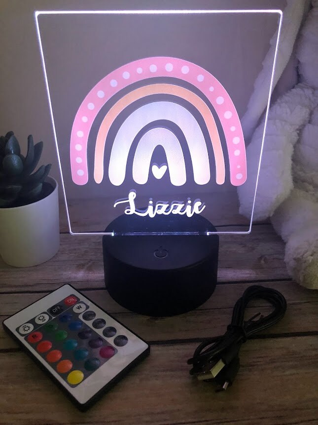 Personalized Name LED Night Light: Custom Monogram Nursery Decor