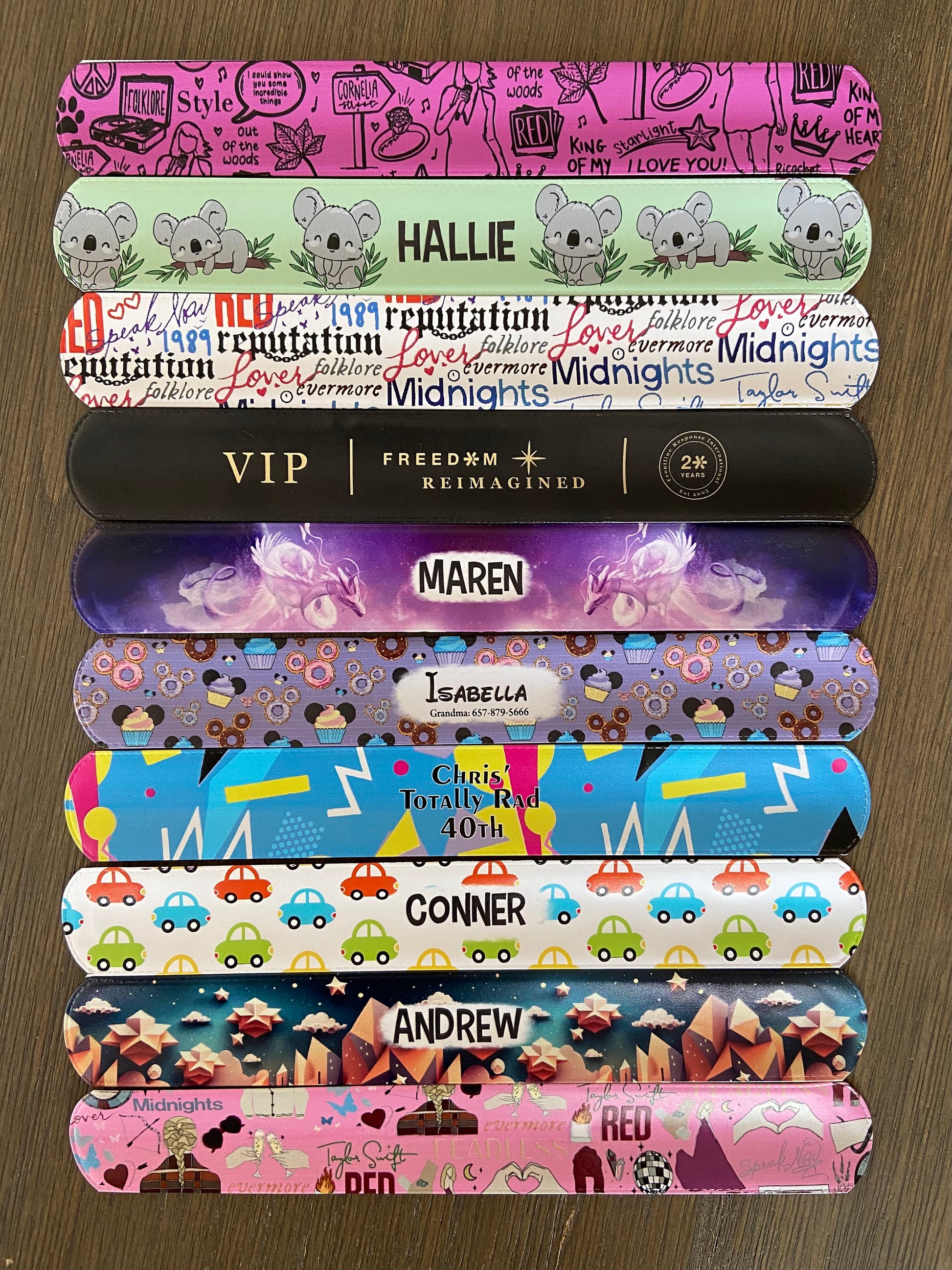 90s/80s Themed Custom Slap Bracelets | Printed Party Favor Slap Bracelets