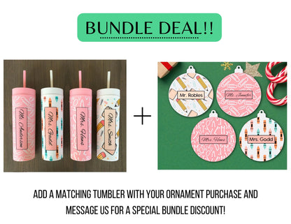 Monogrammed Teacher Appreciation Christmas Ornaments