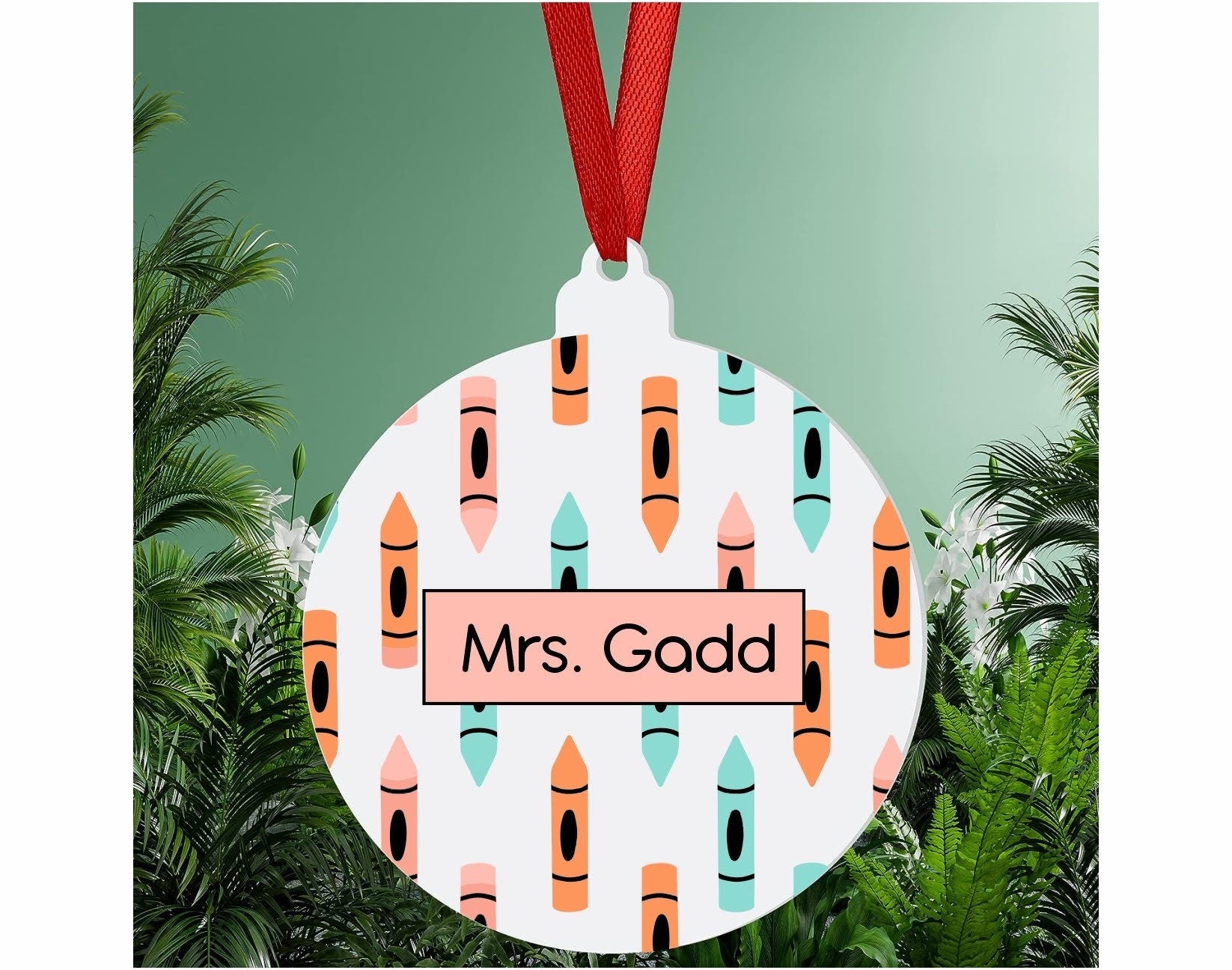 Monogrammed Teacher Appreciation Christmas Ornaments