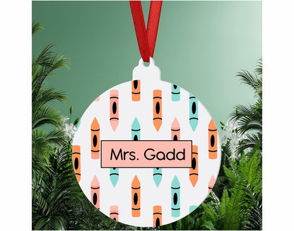 Monogrammed Teacher Appreciation Christmas Ornaments