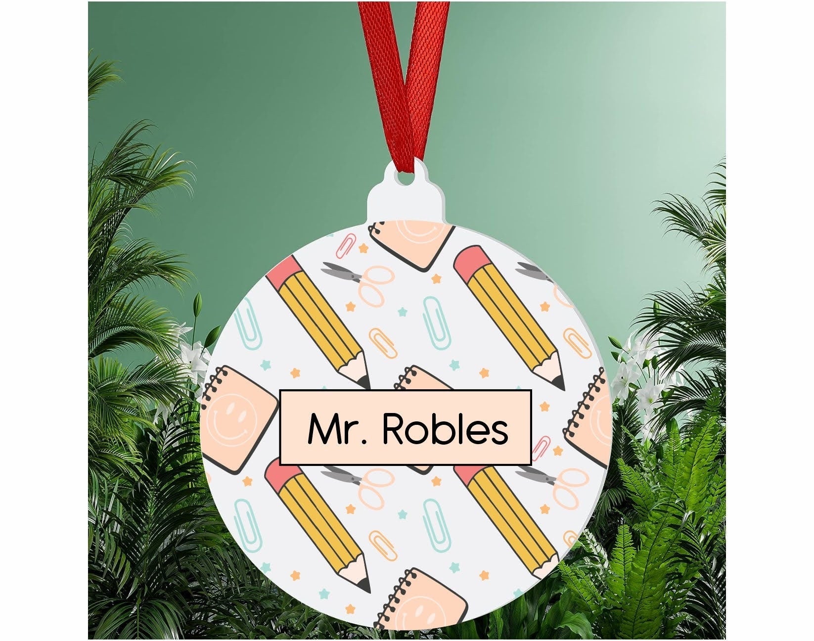 Monogrammed Teacher Appreciation Christmas Ornaments