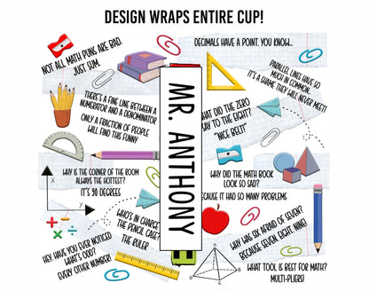 Monogrammed Punny Math Teacher Skinny Tumbler with Lid and Straw