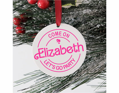Personalized Let's Go Party Acrylic Christmas Ornament