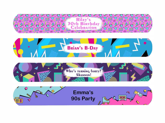 90s/80s Themed Custom Slap Bracelets | Printed Party Favor Slap Bracelets