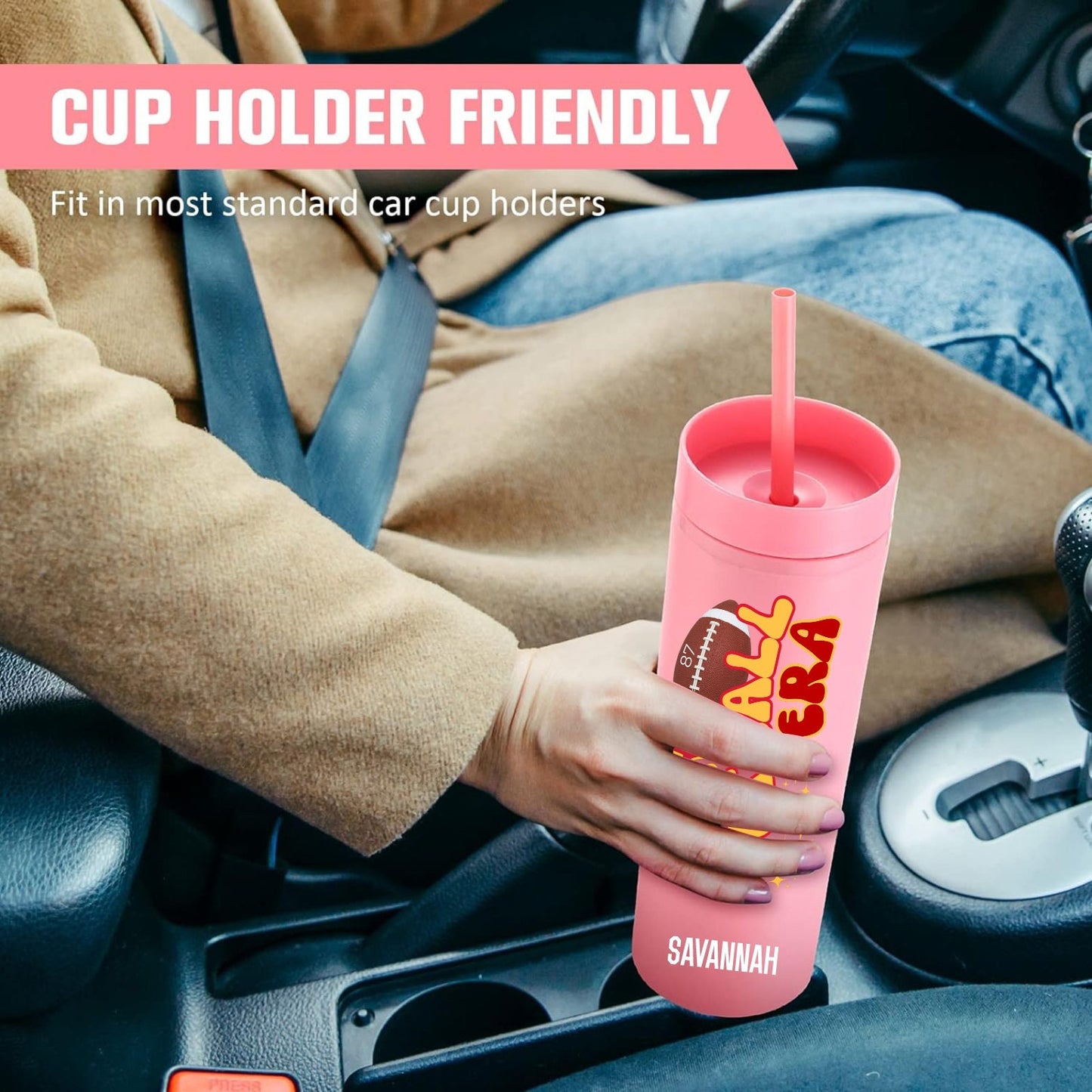 In My Football Era Monogrammed Skinny Tumbler with Lid and Straw