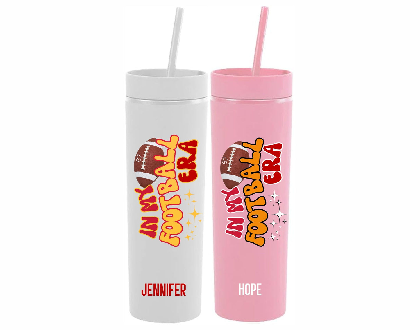 In My Football Era Monogrammed Skinny Tumbler with Lid and Straw