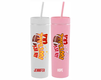 In My Football Era Monogrammed Skinny Tumbler with Lid and Straw