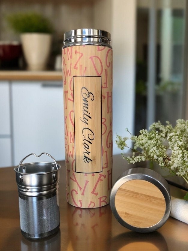 Monogrammed Bamboo Teacher Appreciation Thermos