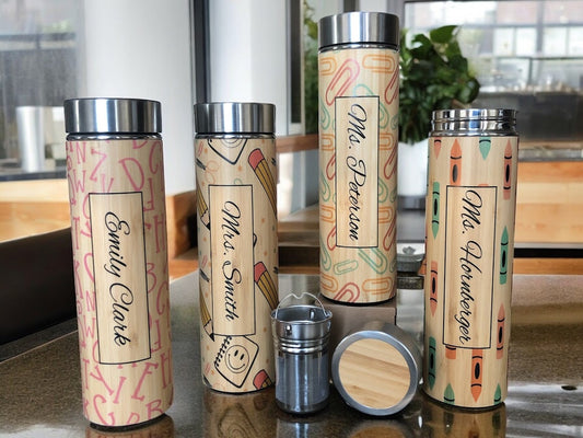 Monogrammed Bamboo Teacher Appreciation Thermos