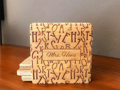 Personalized Teacher Appreciation Bamboo Coasters