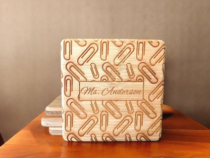 Personalized Teacher Appreciation Bamboo Coasters