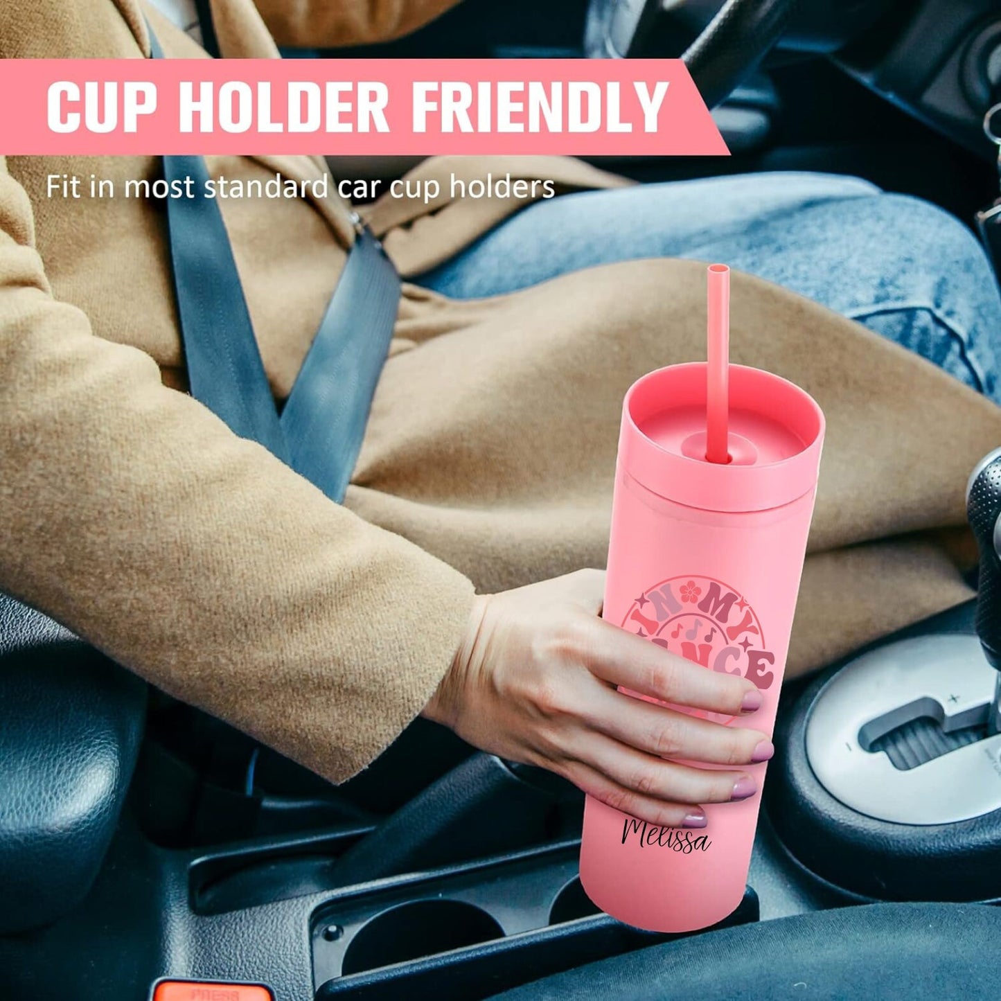 Monogrammed Dance Era Skinny Tumbler with Lid and Straw