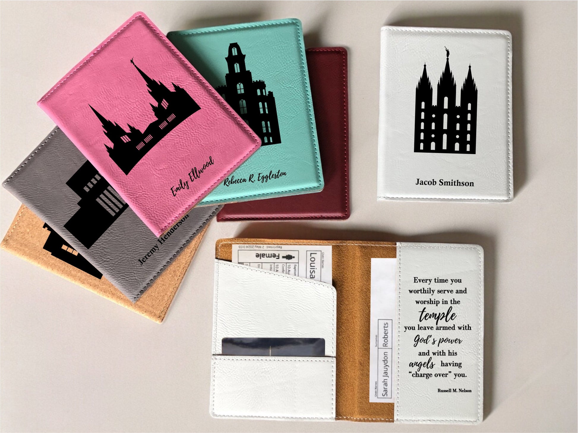 Custom Engraved Leather LDS Temple Recommend and Temple Ordinance Organizer - The Original