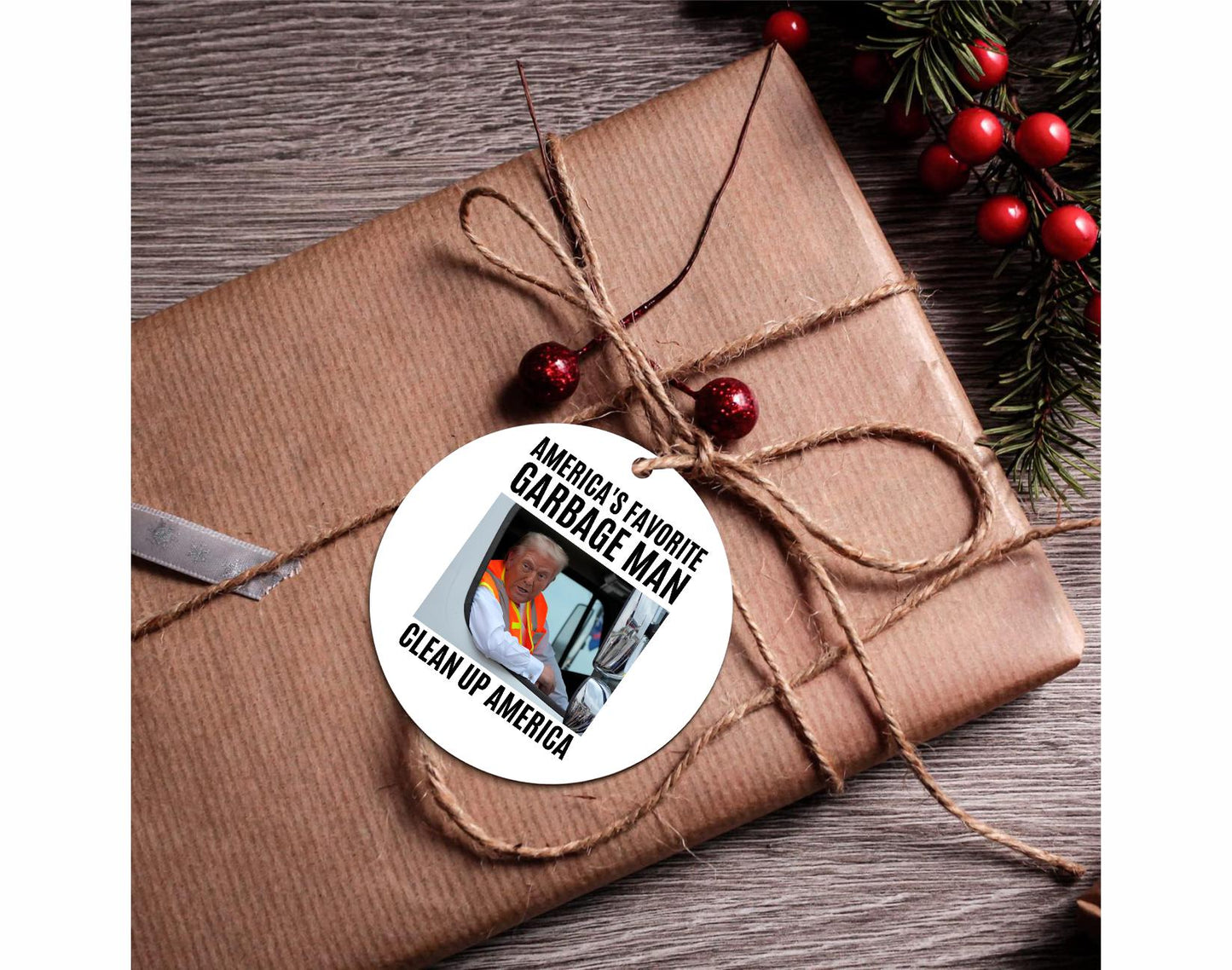 Donald Trump Garbage Truck Ornament