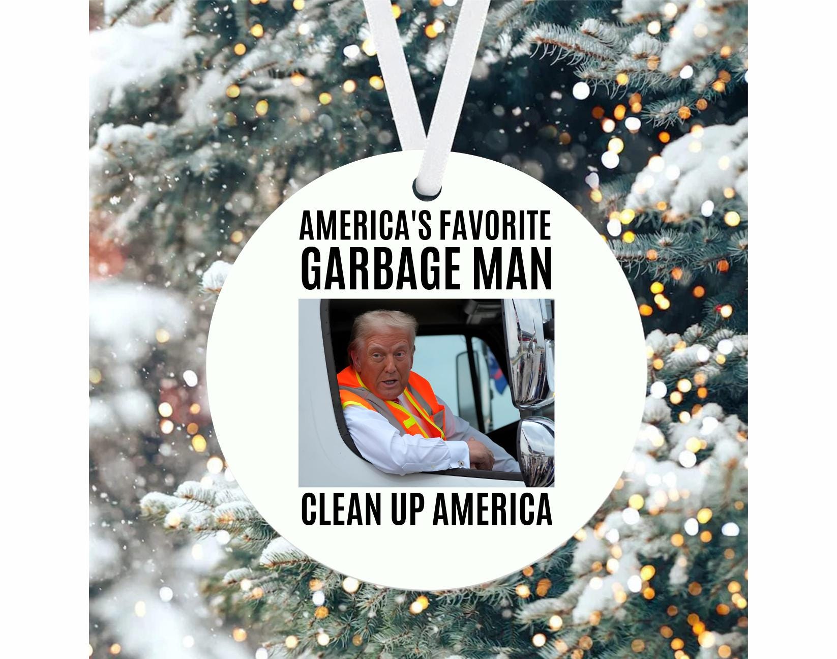 Donald Trump Garbage Truck Ornament