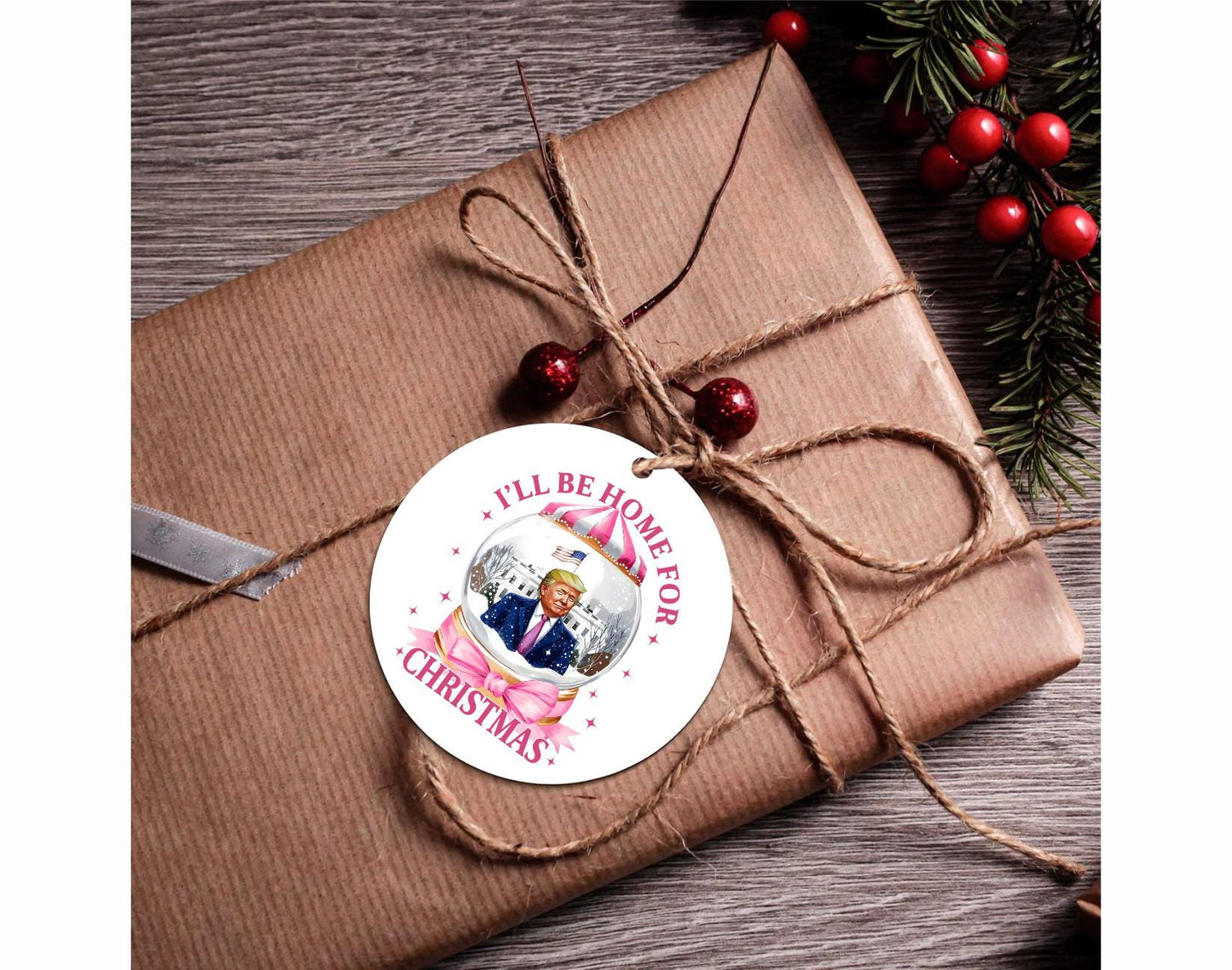 Donald Trump I'll Be Home For Christmas Ornament