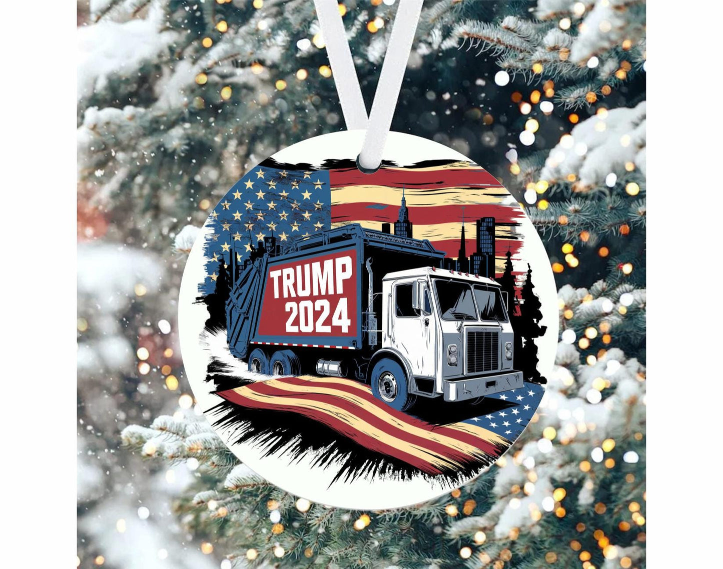 Donald Trump Garbage Truck Ornament