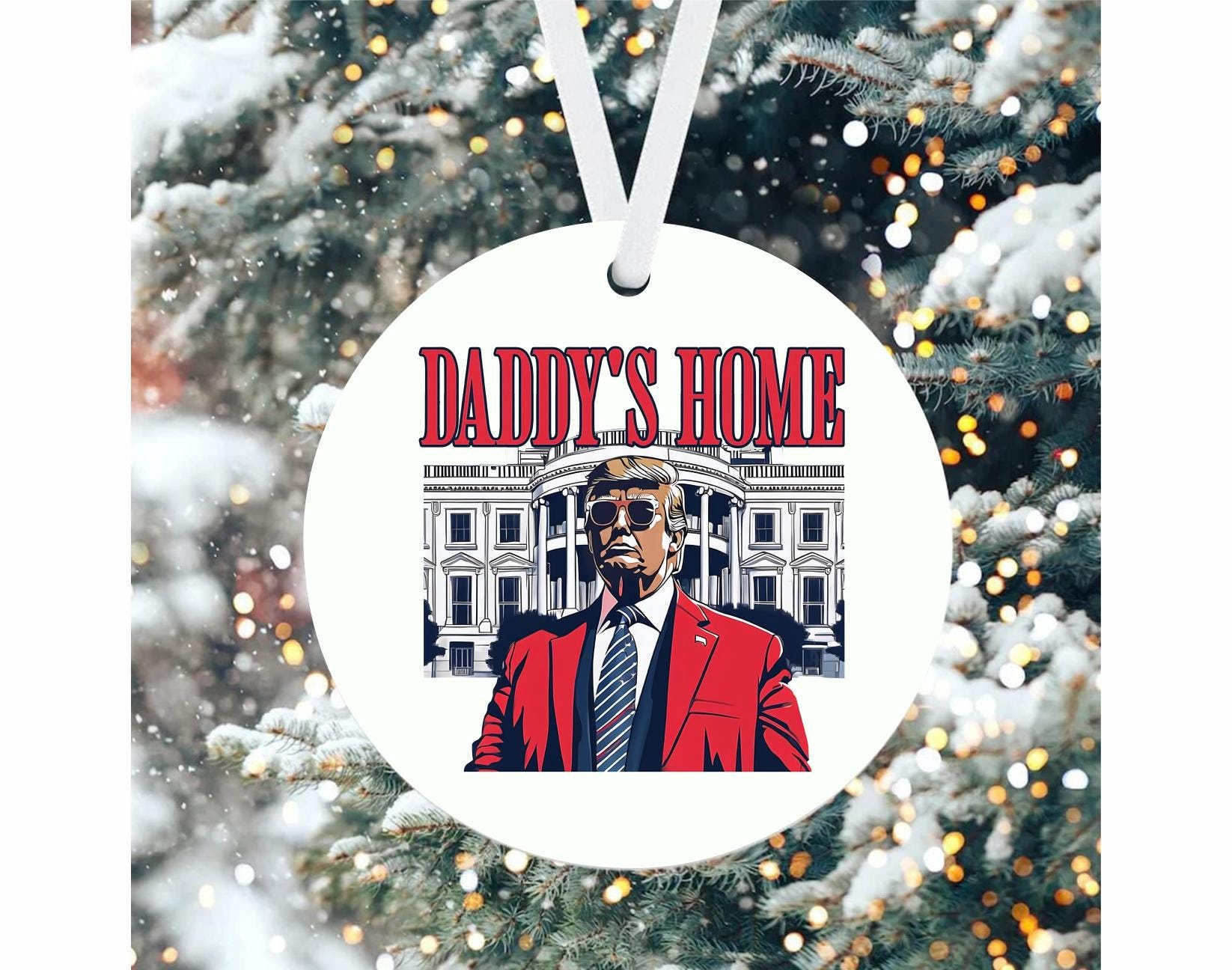 Donald Trump I'll Be Home For Christmas Ornament