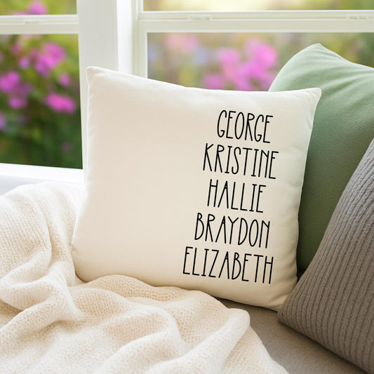 Personalized Family Names Throw Pillow - 4 Font Options