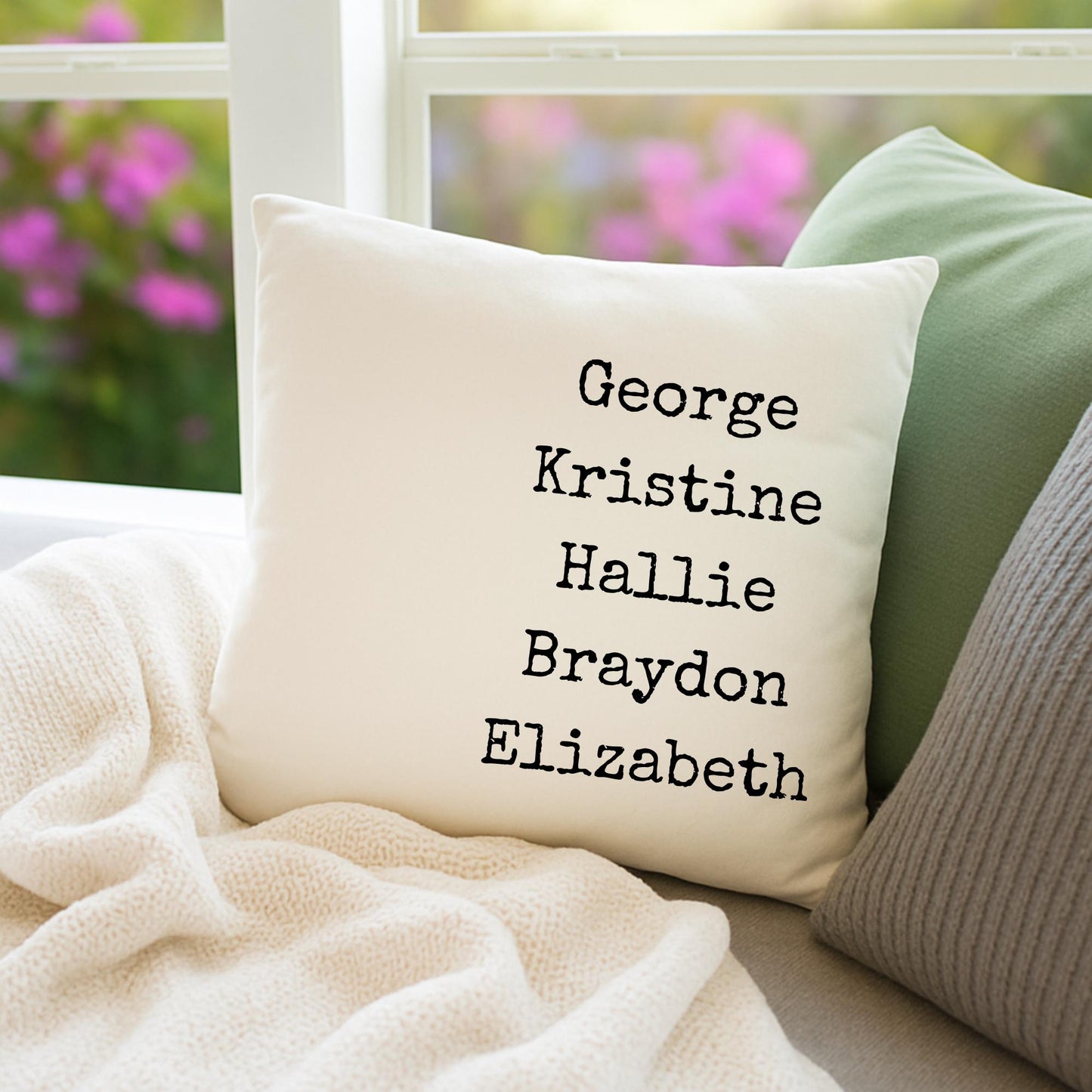 Personalized Family Names Throw Pillow - 4 Font Options