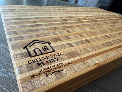 Personalized Bamboo Butcher Block | Custom Family Name Engraved Cutting Board | Heavy Duty Kitchen Gift or Wedding Keepsake