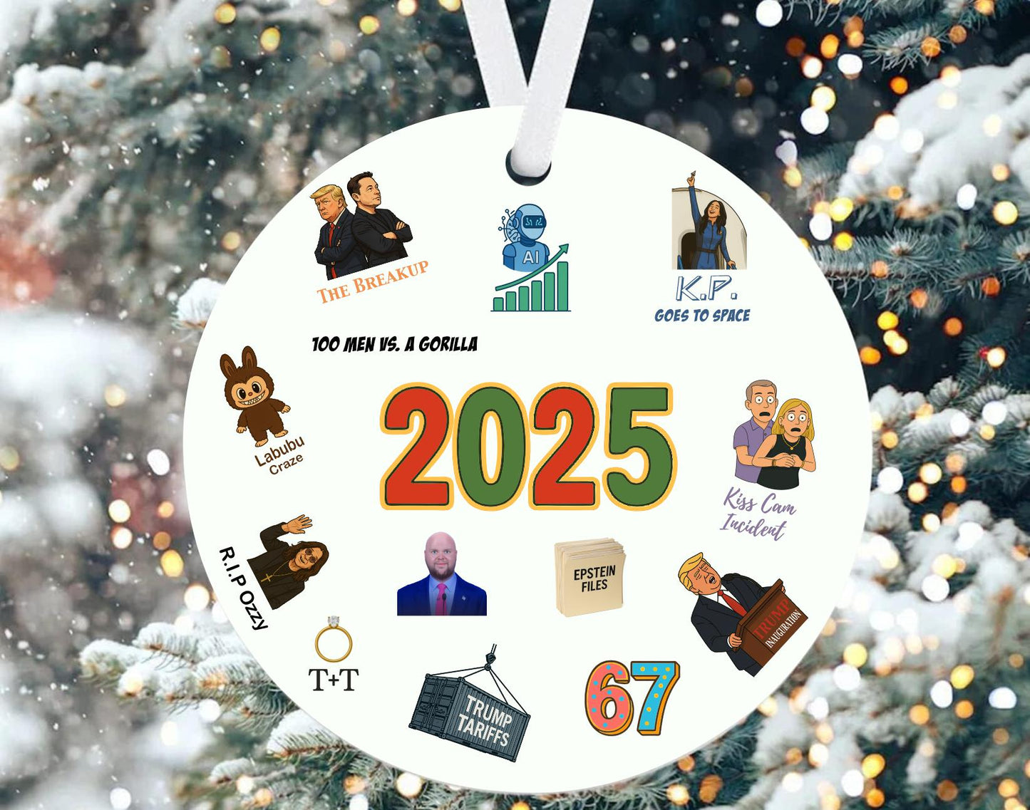 2025 Year in Review Ornament, Viral Moments, Political Humor