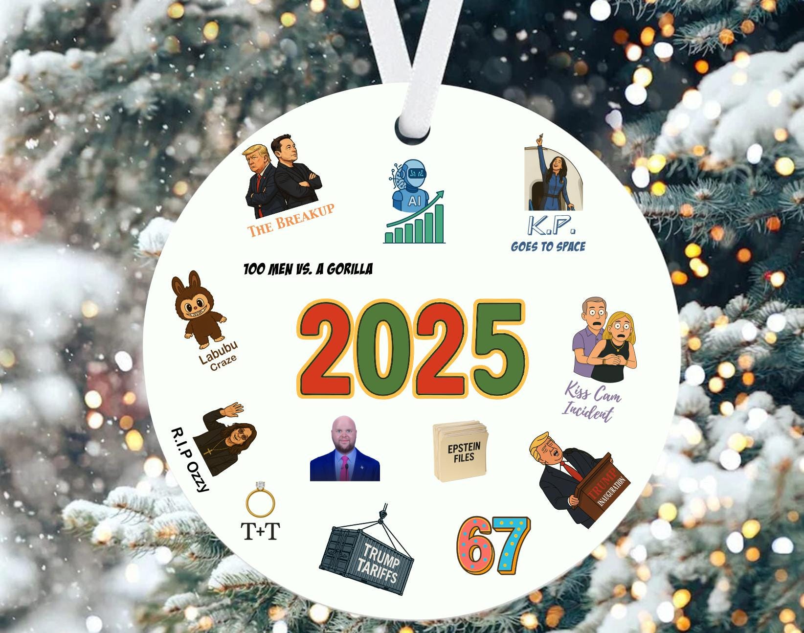 2025 Year in Review Ornament, Viral Moments, Political Humor