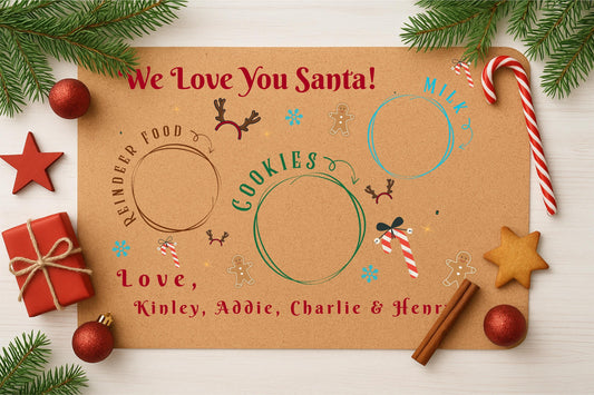 Custom Christmas Eve Treat Mat – Cookies, Milk & Reindeer Food Cork Mat