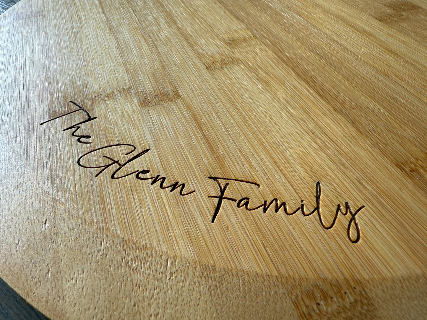 Personalized Bamboo Pizza Board | Custom Family Name Cutting Board | Laser Engraved Housewarming, Wedding, or Christmas Gift