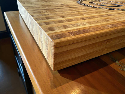 Personalized Bamboo Butcher Block | Custom Family Name Engraved Cutting Board | Heavy Duty Kitchen Gift or Wedding Keepsake