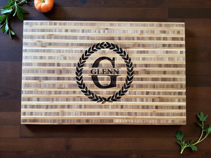 Personalized Bamboo Butcher Block | Custom Family Name Engraved Cutting Board | Heavy Duty Kitchen Gift or Wedding Keepsake