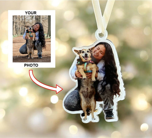 Custom Acrylic Photo Christmas Ornament, Pet & Family Gift