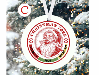 Funny 6 7 Christmas Ornament, Gen Z Humor, Naughty Nice Six Seven