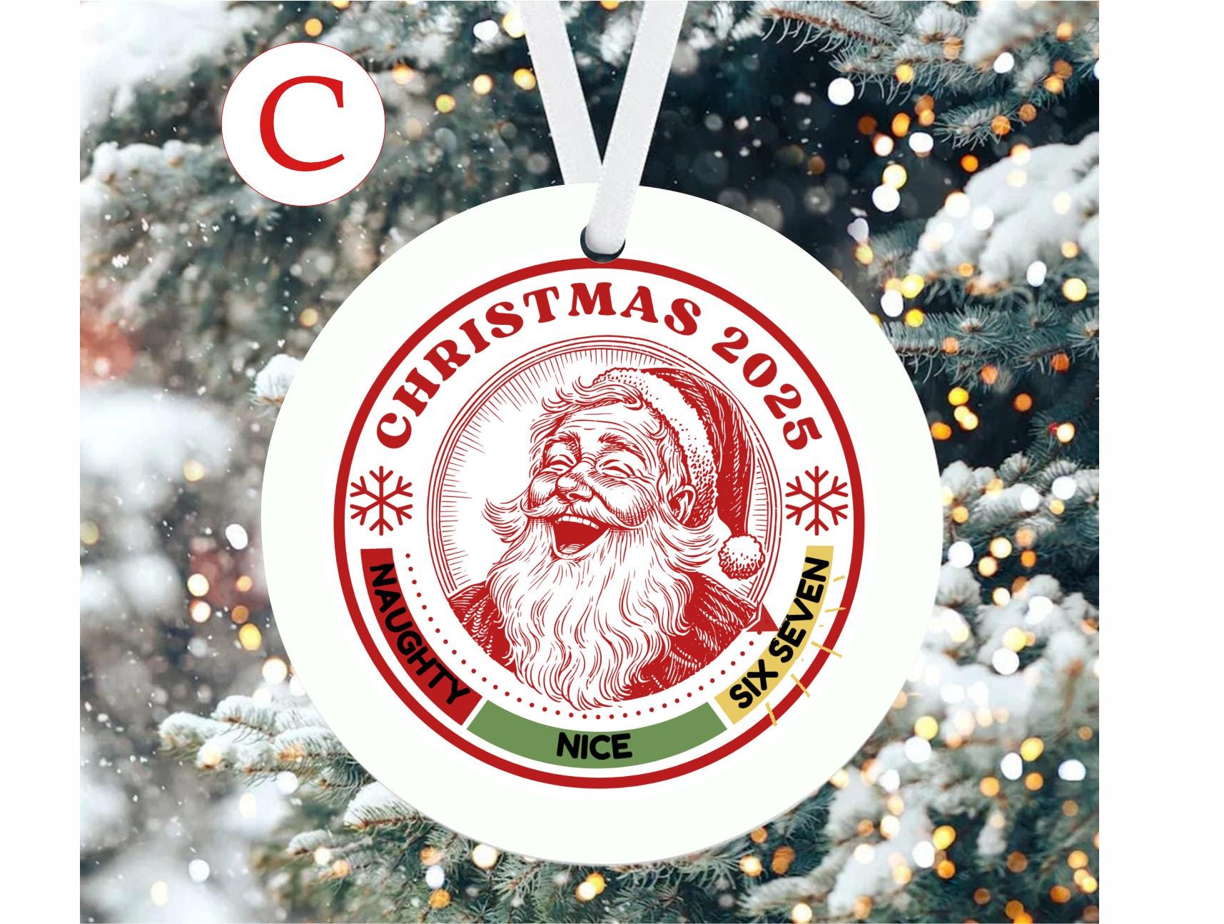 Funny 6 7 Teacher Ornament, Gen Z Humor, Naughty Nice Six Seven