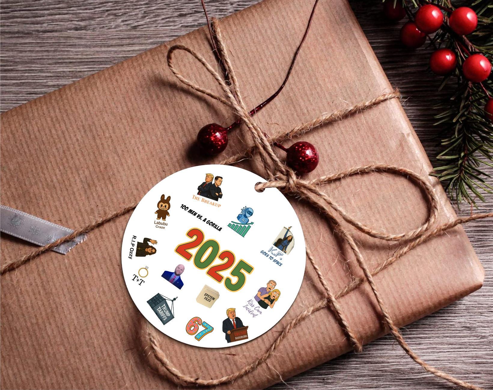 2025 Year in Review Ornament, Viral Moments, Political Humor