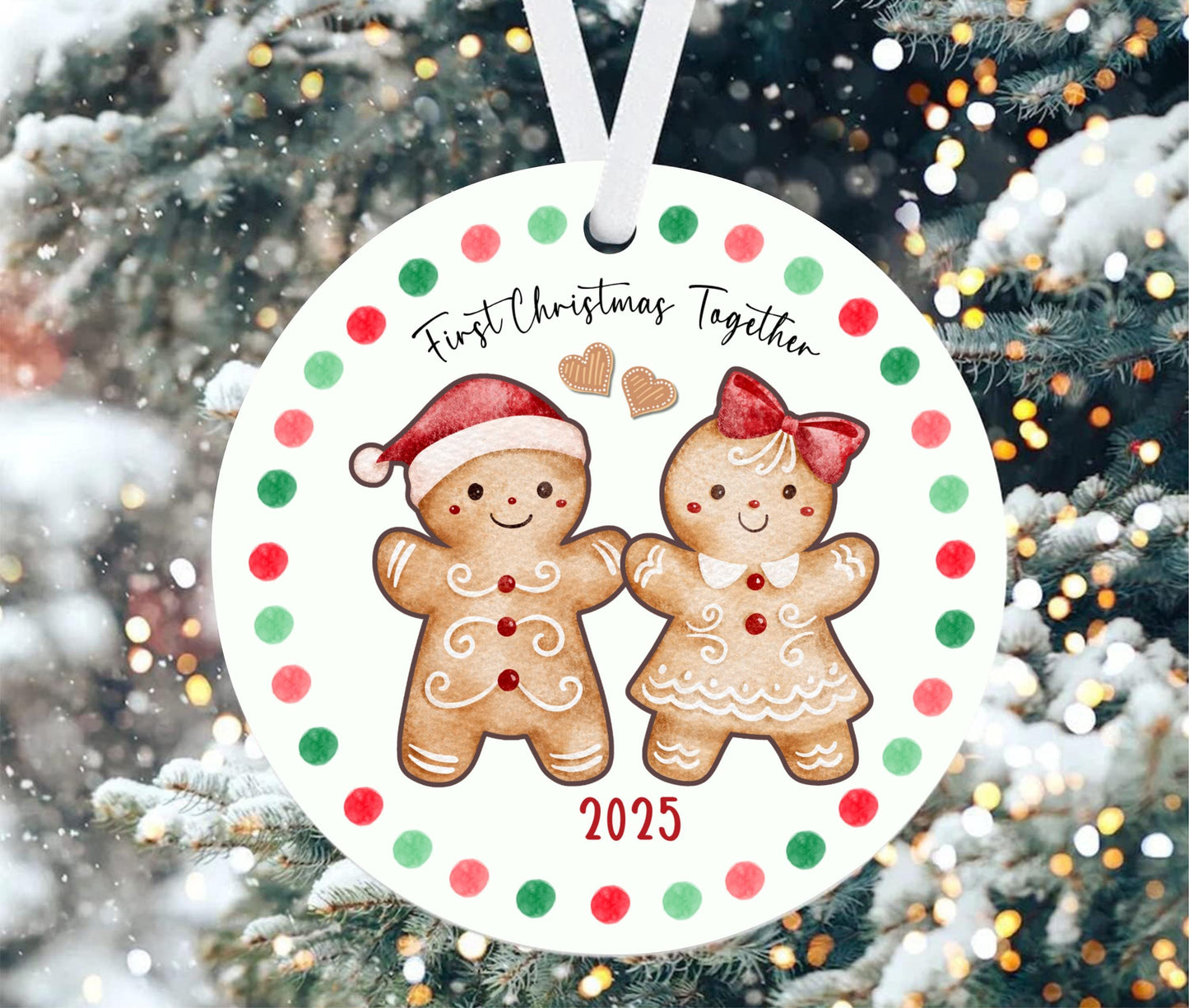 First Christmas Together Gingerbread Couple Ornament – Personalized 2025