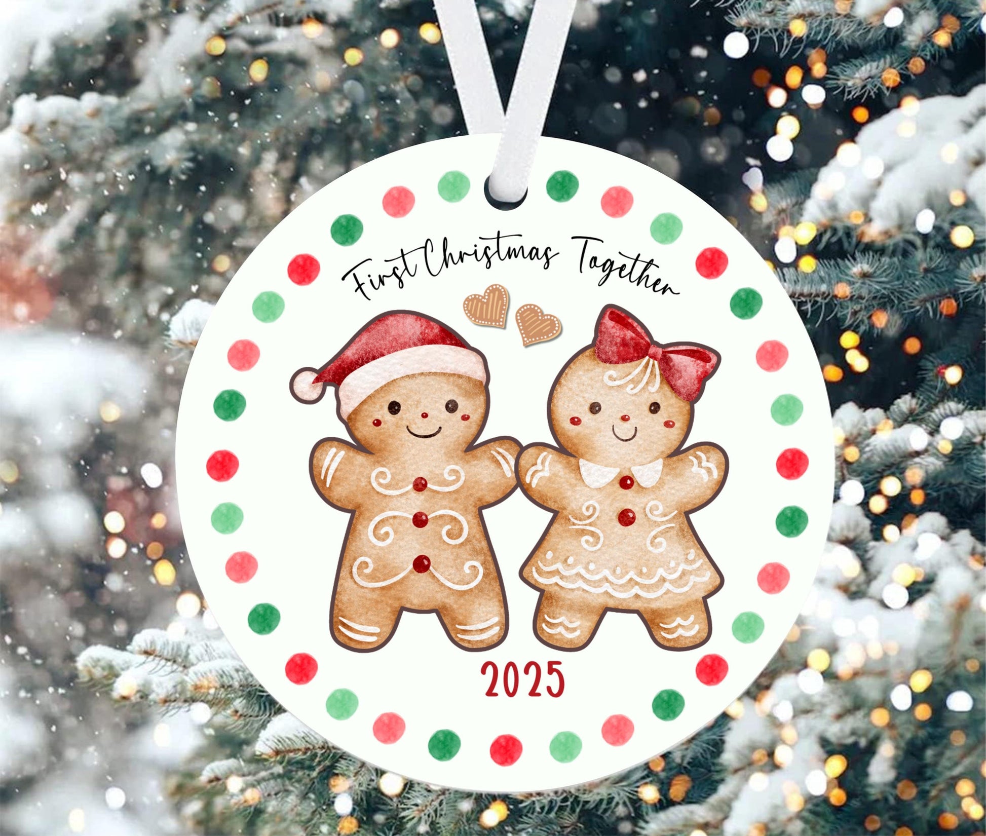 First Christmas Together Gingerbread Couple Ornament – Personalized 2025